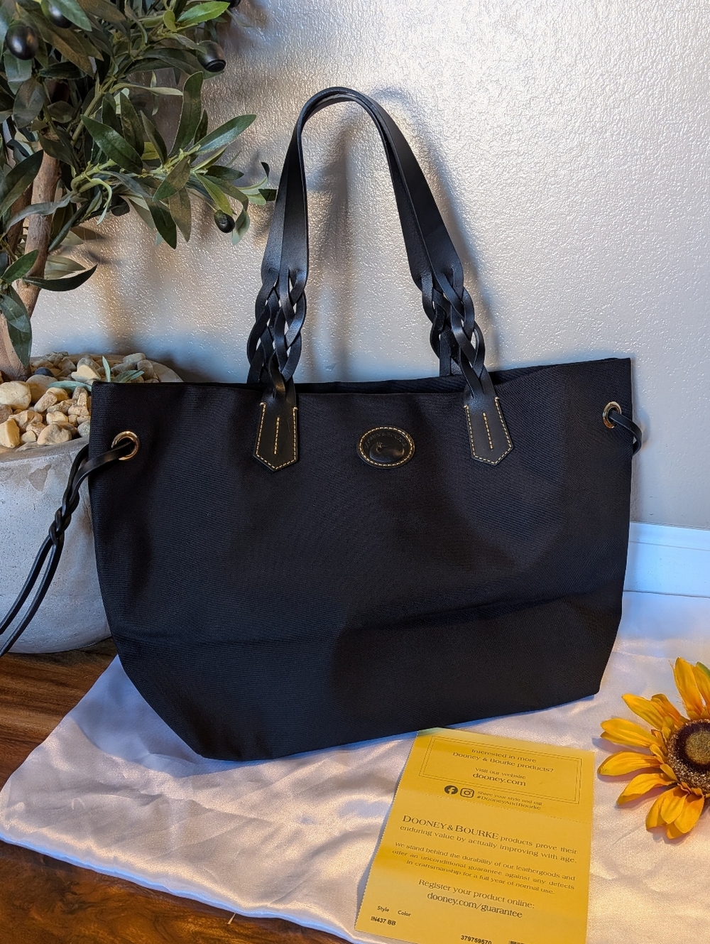 New! Dooney & Bourke Black Nylon Shopper Tote  MSRP $268